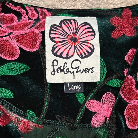 Lesley Evers Equipment Rose Aubrey Floral Shift Black Dress Size L - Picture 4 of 5